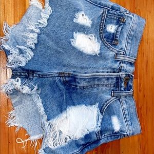 brandy melville high waisted jean shorts
